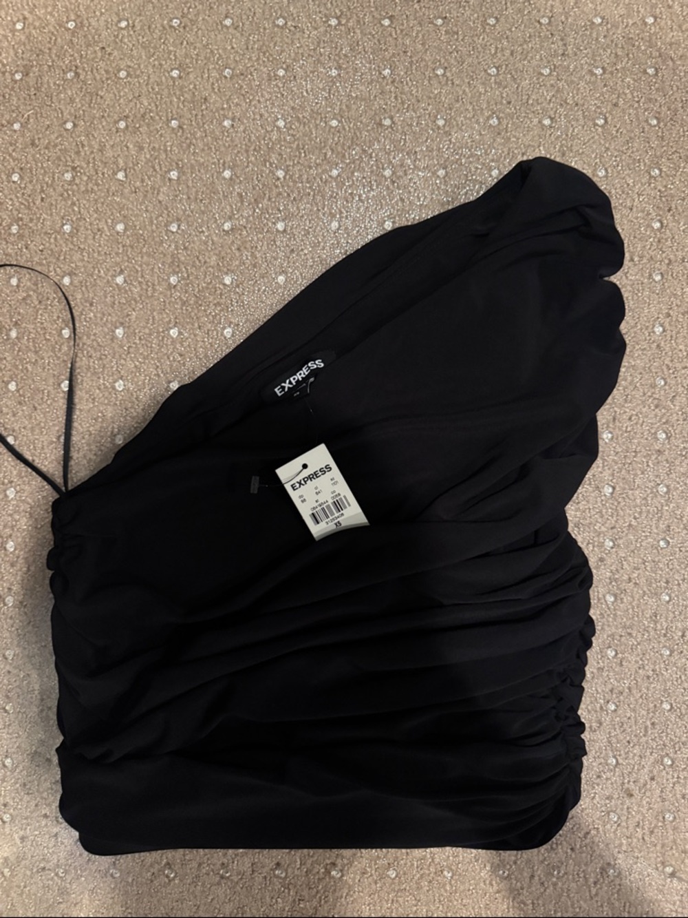 Express Black One-Shoulder Gathered Blouse XS, brand new